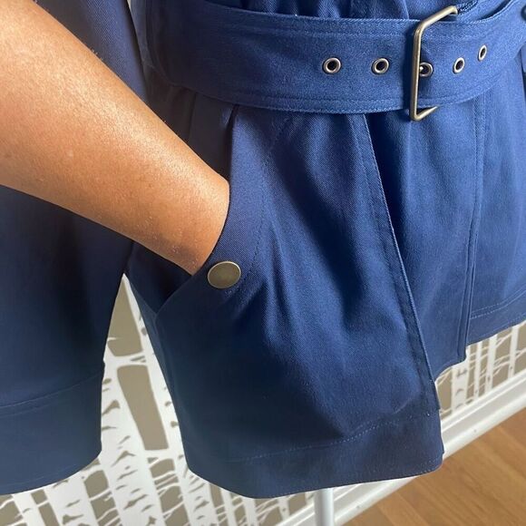Navy Blue Riviera Short Trench Coat NEW XS - Picture 4 of 11